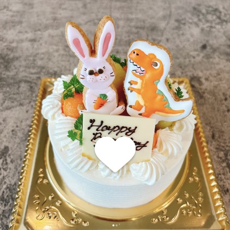 うさぎと恐竜のメロンケーキ